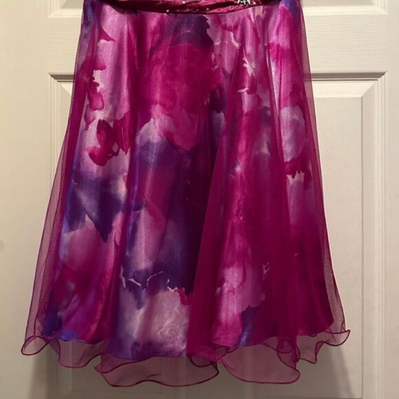 Pink & Purple Floral Cache Strapless Dress   - Picture 5 of 5